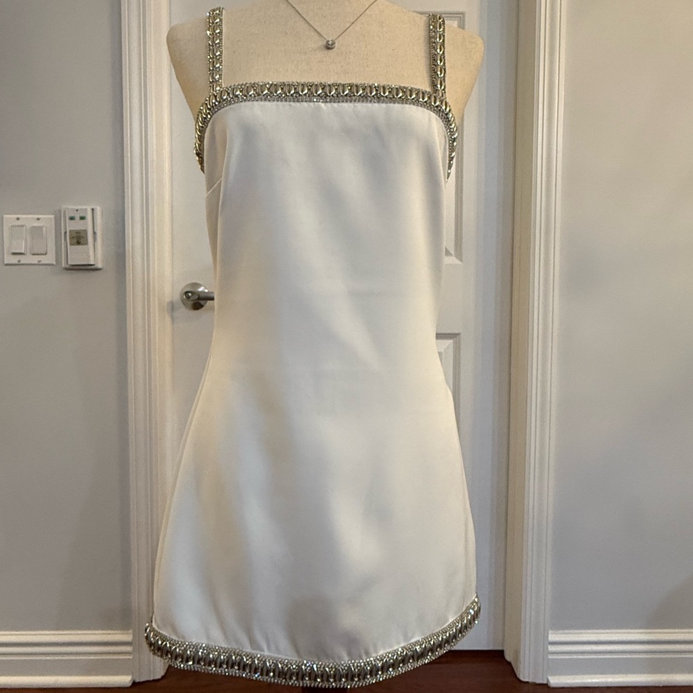 Retrofete Regina Shell Trim White Mini Dress